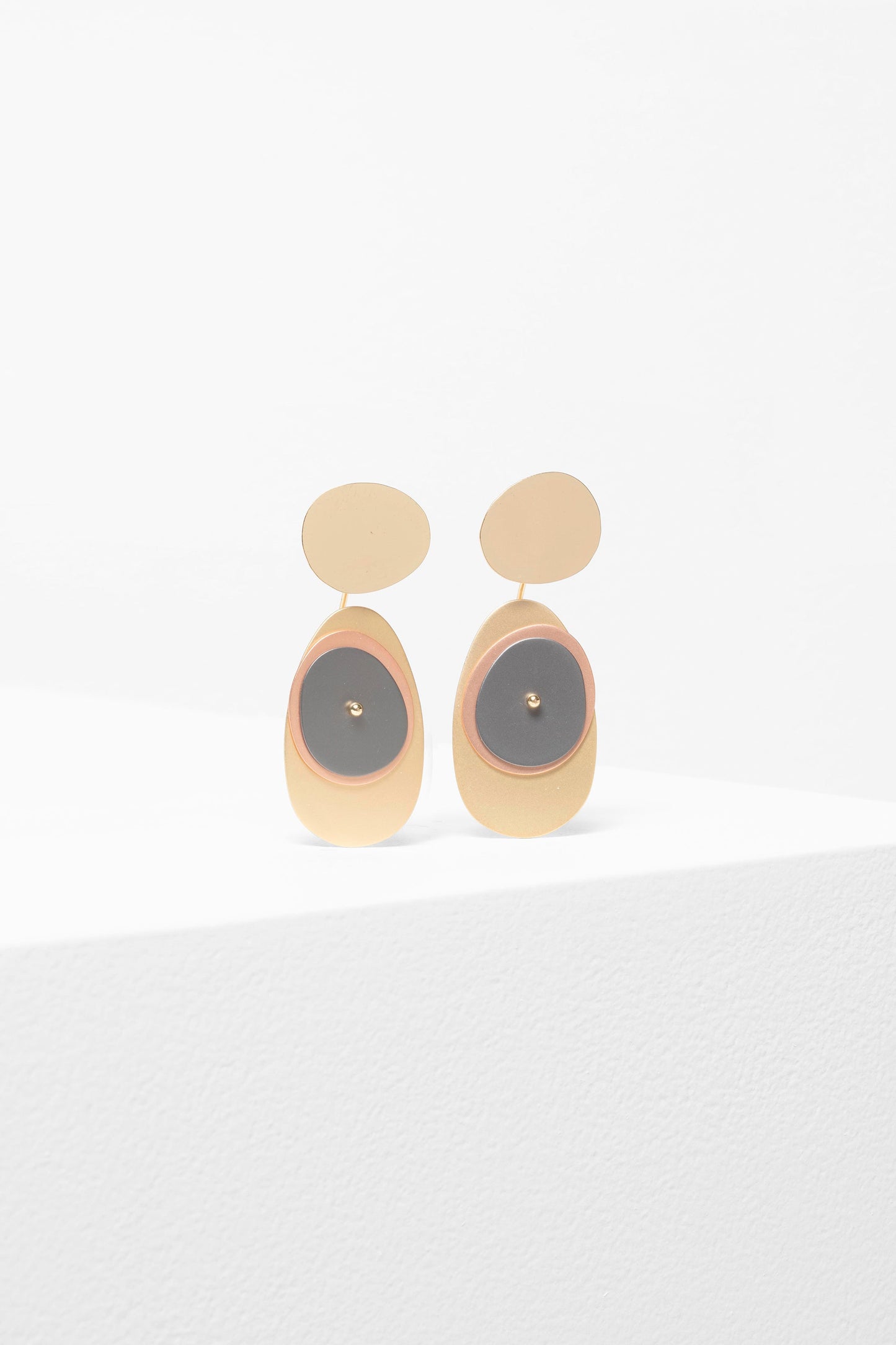 Orb Mixed Metal Disc Earring | GOLD