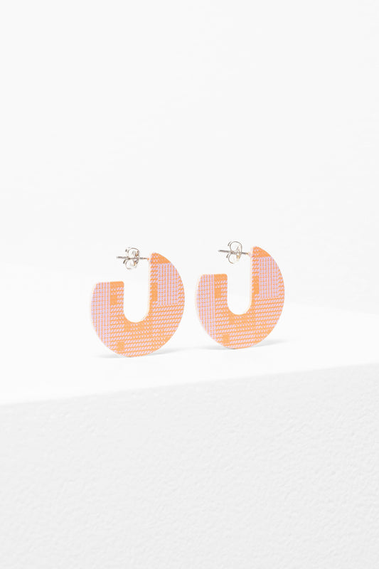 Ailani Colour Coated Stitch Print Round Stud Earring | CITRUS CROSS STITCH PRINT