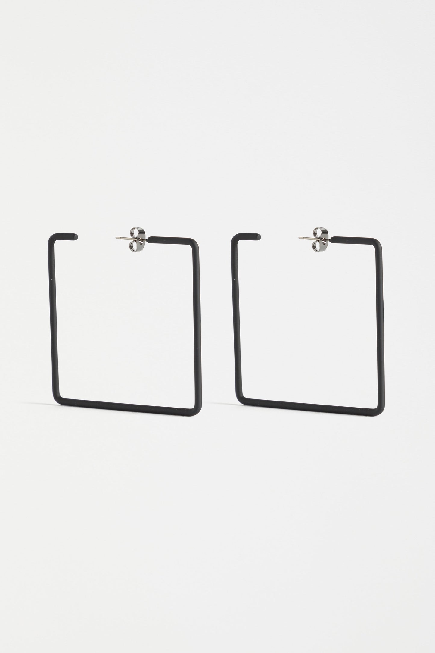 Ingur Colour Coated Large Square Hoop Earring | BLACK