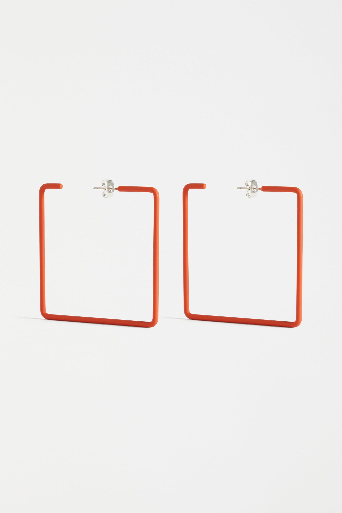 Ingur Colour Coated Large Square Hoop Earring | FIRE ORANGE
