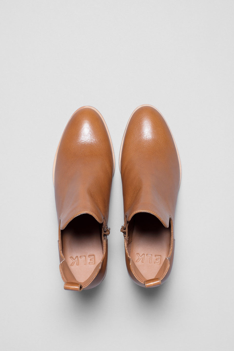 Valla Cut Out Heeled Leather Boot Overhead | TAN