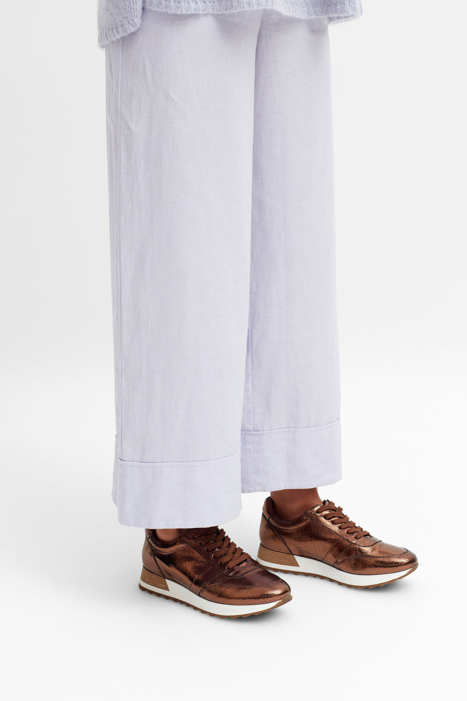 Beate Metallic Bronze Trainer Model Angled Front | BRONZE