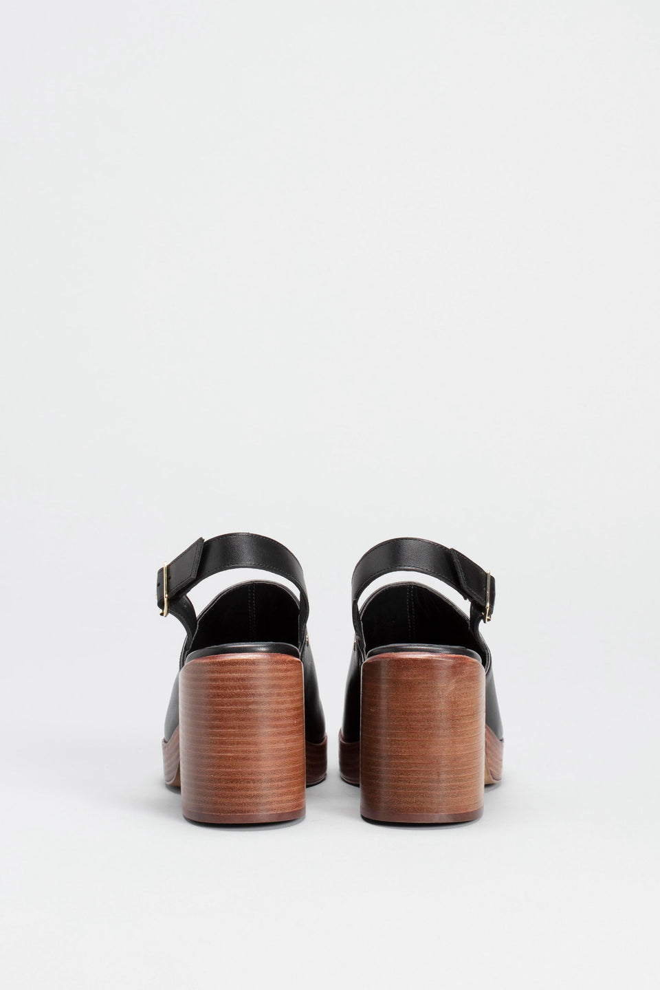 Stockholm Chunky Heel Slip on Clog with Back Strap Back | BLACK