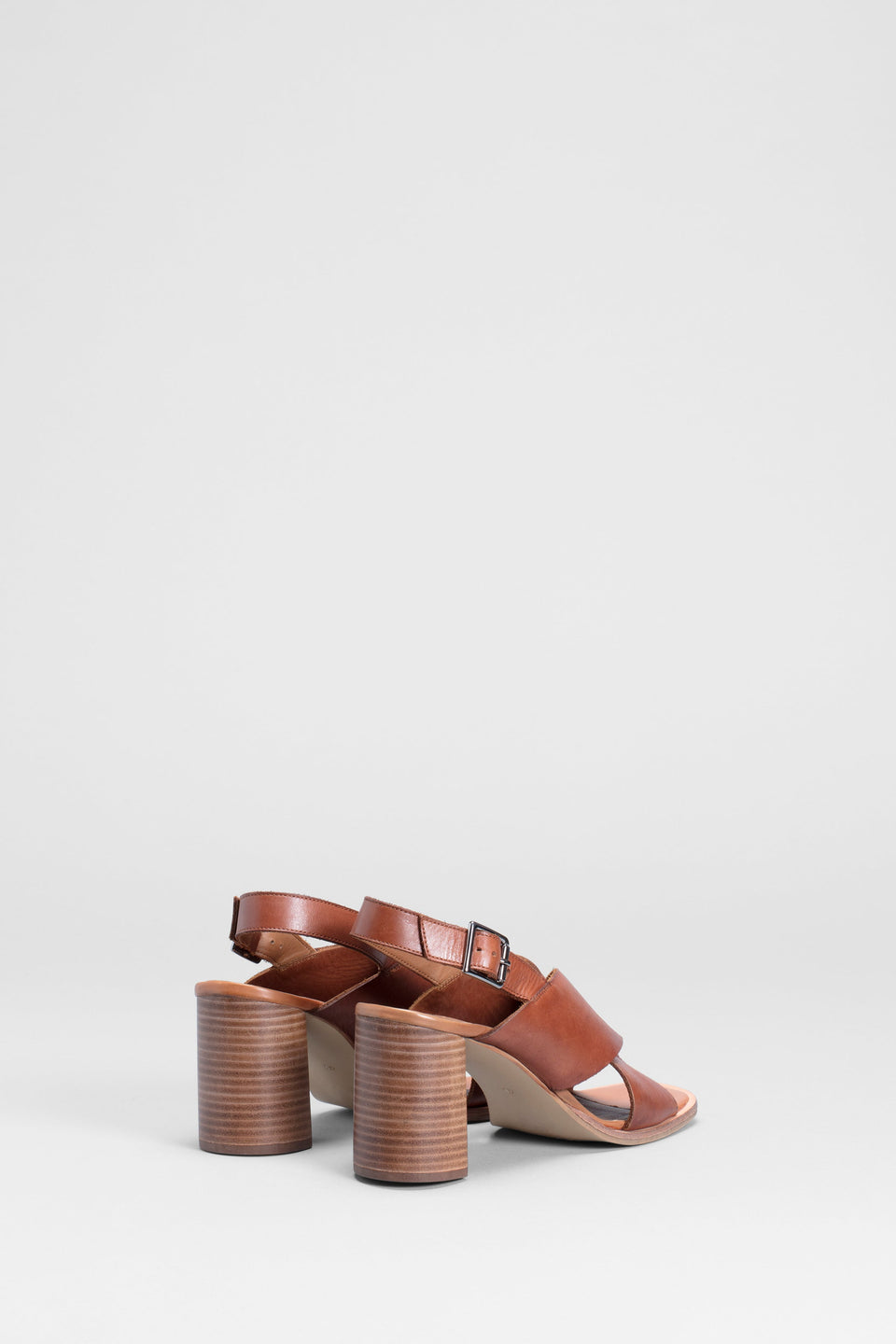 Agata Block Heeled Leather Sandal Side Back TAN