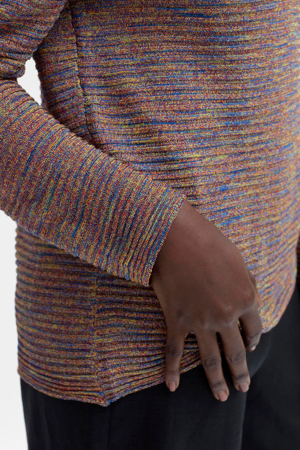 Suren Multi coloured Melange Knit Sweater Model Front Detail 3 | MULTI MELANGE