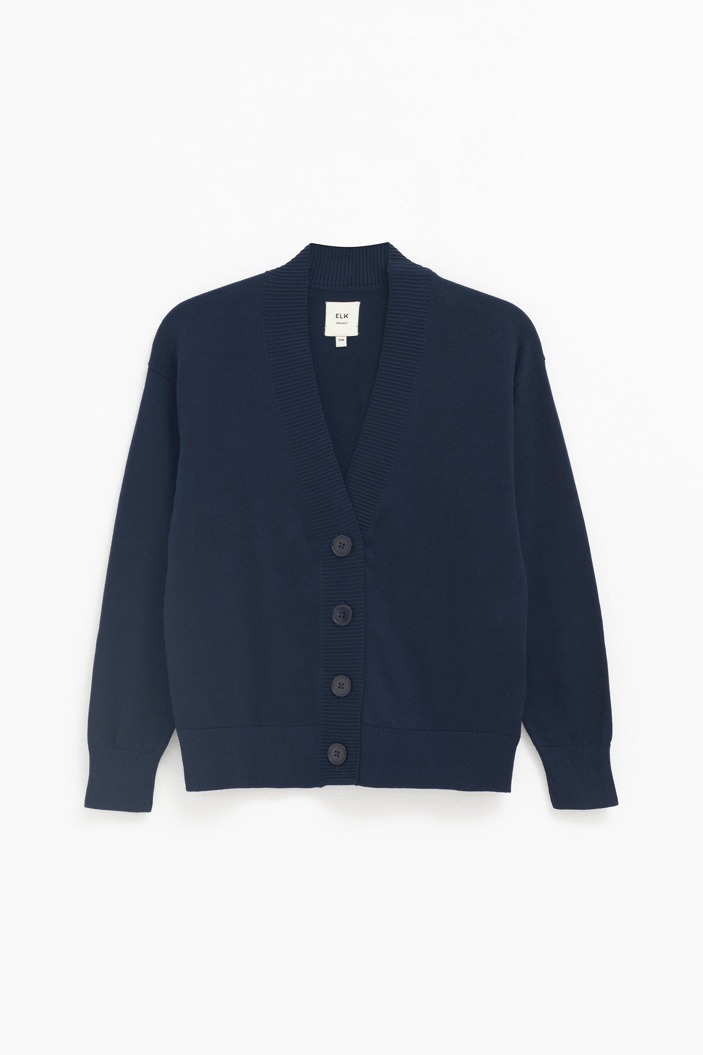 Rianna Organic Cotton V-Neck Cardigan Front | INK