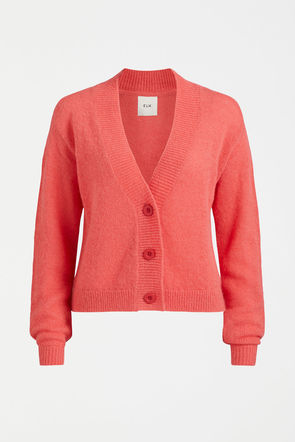 Drue Lightweight Alpaca Wool V-Neck Cropped Cardigan Front | PINK PUNCH