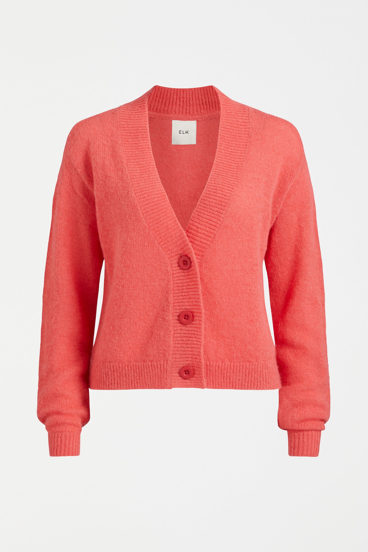 Drue Lightweight Alpaca Wool V-Neck Cropped Cardigan Front | PINK PUNCH