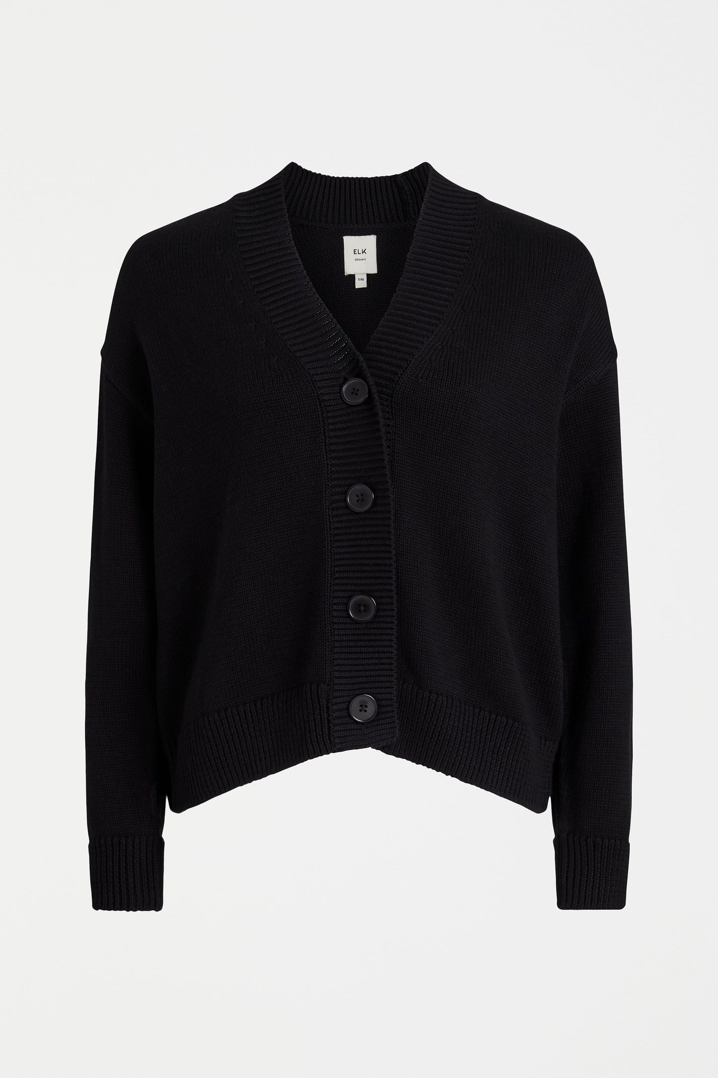 Willow Organic Cotton Everyday Knit Cardigan Front | BLACK