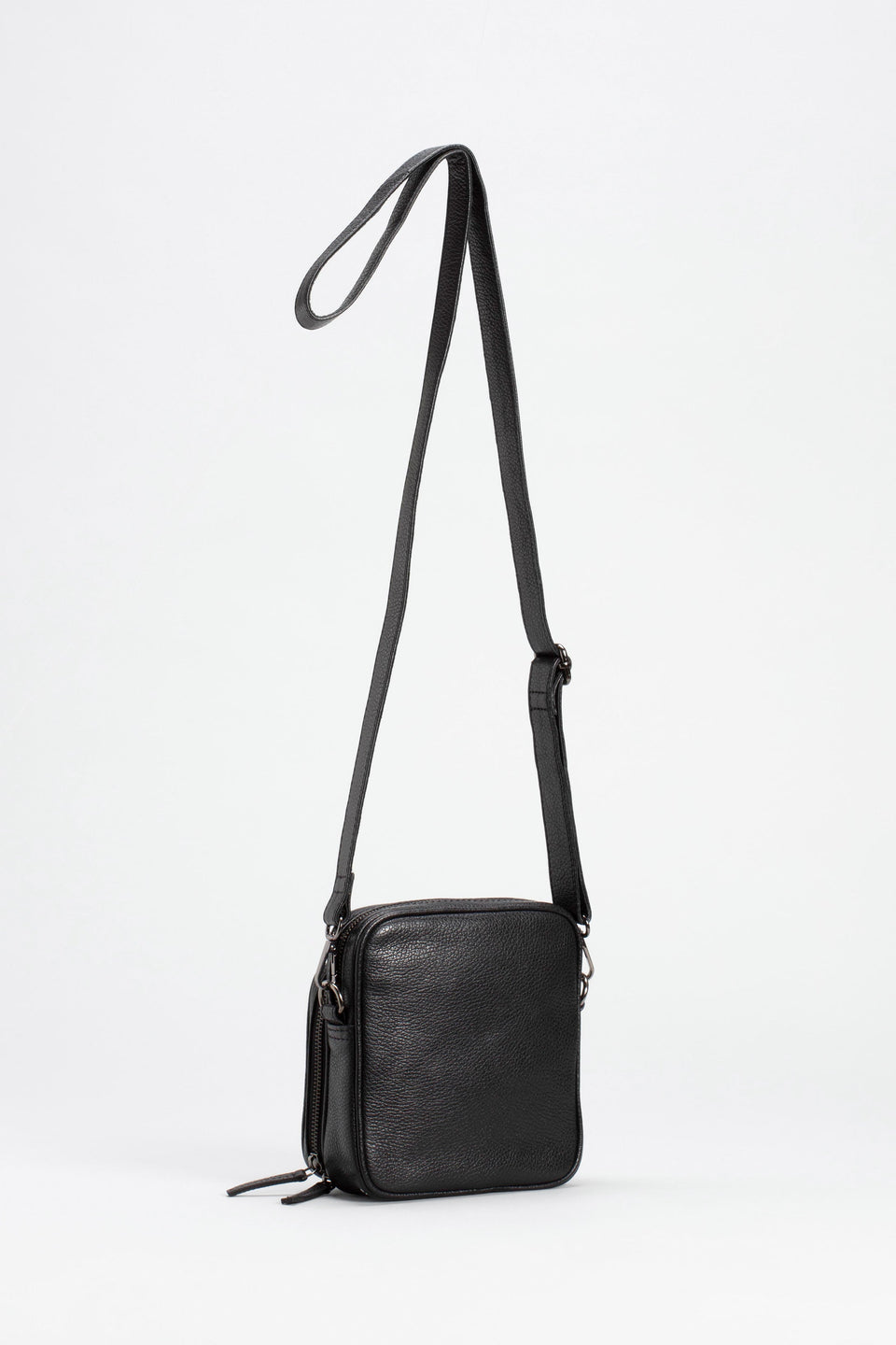 Klim Small Leather Cross Body Bag With Front Pocket Back | BLACK 