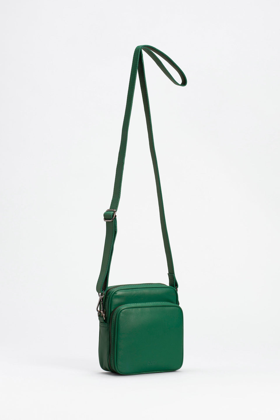 Klim Small Leather Cross Body Bag With Front Pocket Front | JEWEL GREEN