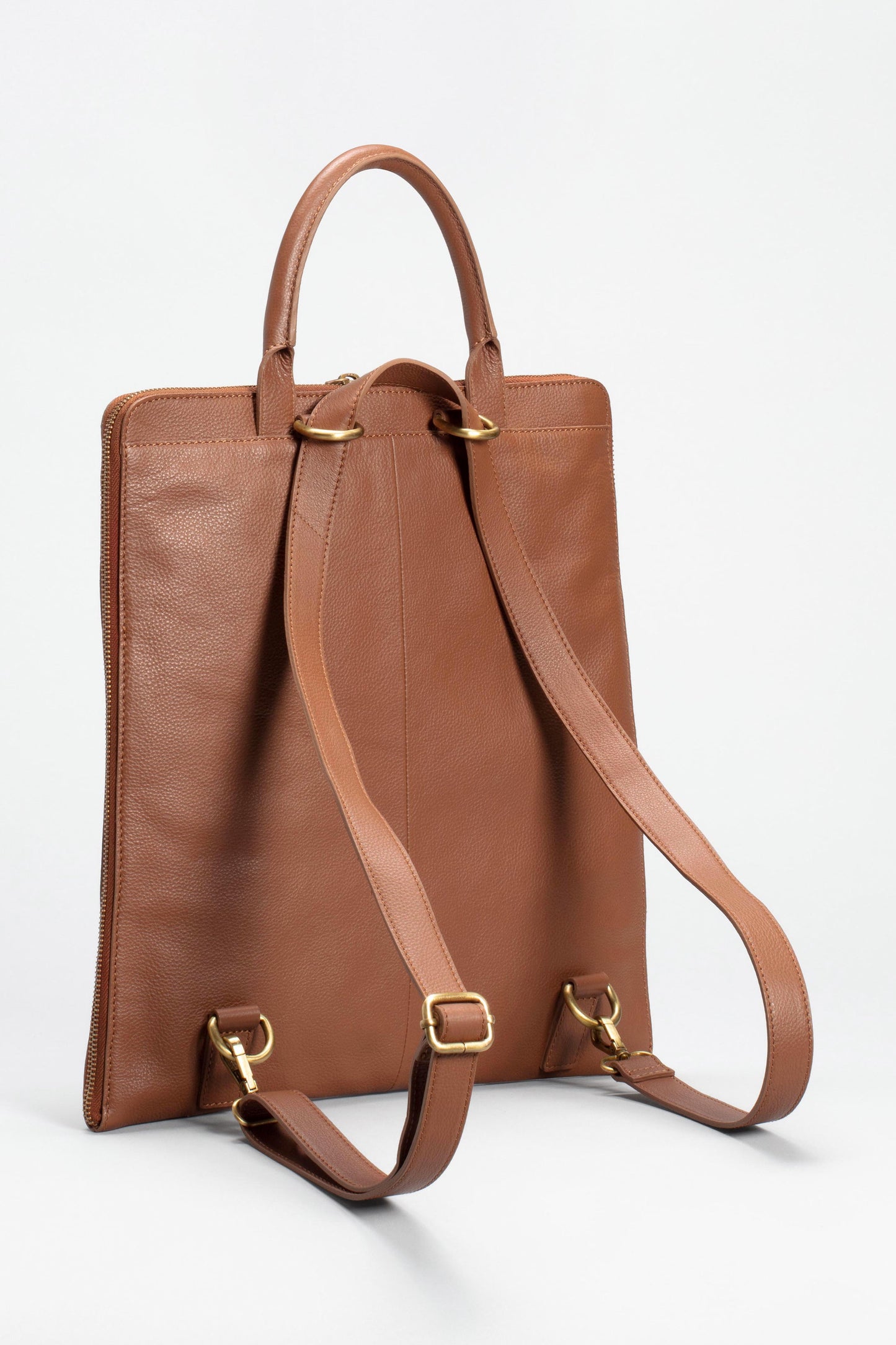 Sindal Minimalistic Leather Backpack Back TAN